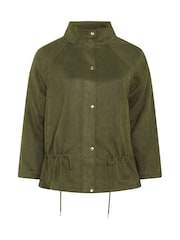 Yours Curve Green Suedette Draw Cord Jacket - Image 5 of 6