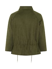 Yours Curve Green Suedette Draw Cord Jacket - Image 6 of 6