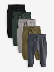 Grijs/zwart/groen - Verpakking van 5 joggingbroeken (3mnd-7jr) - Image 1 of 1