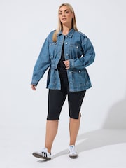 Yours Curve Blue Limited Elasticated Waist Denim Jacket - Image 2 of 7