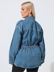 Yours Curve Blue Limited Elasticated Waist Denim Jacket - Image 5 of 7