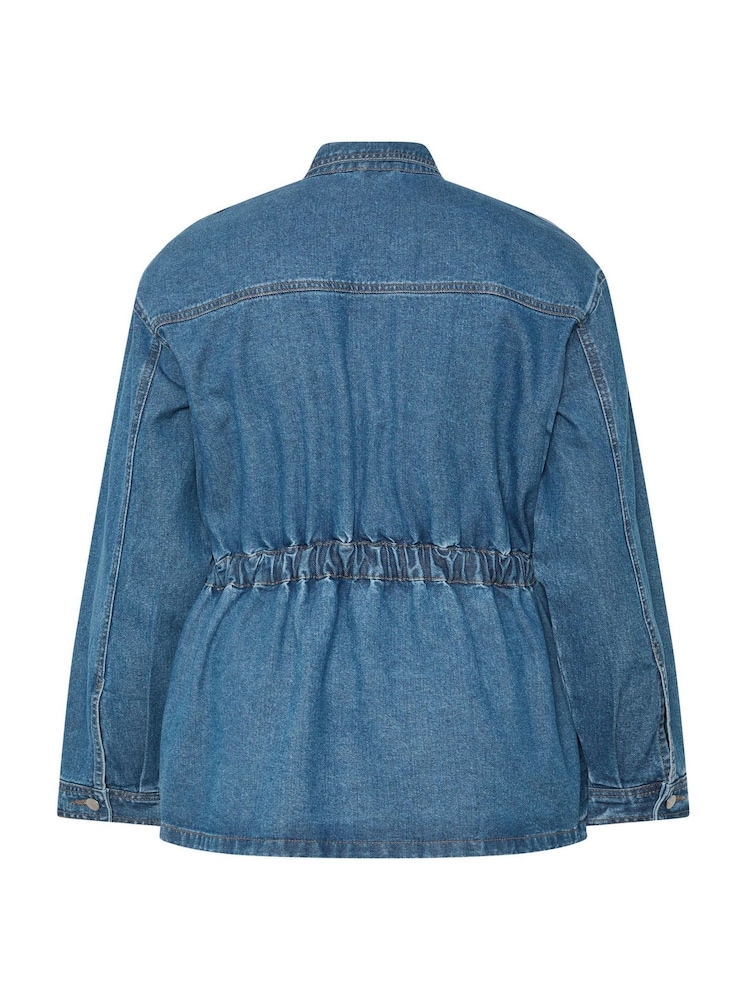Yours Curve Blue Limited Elasticated Waist Denim Jacket - Image 7 of 7