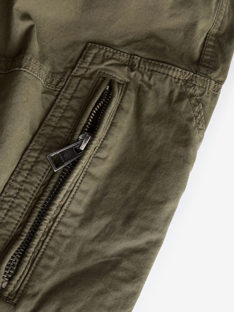 Khaki Green Stretch Utility Zip Detail Cargo Trousers - Image 12 of 13