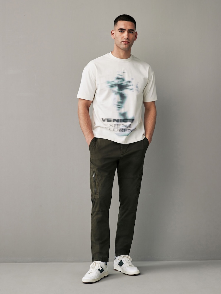 Khaki Green Stretch Utility Zip Detail Cargo Trousers - Image 2 of 13