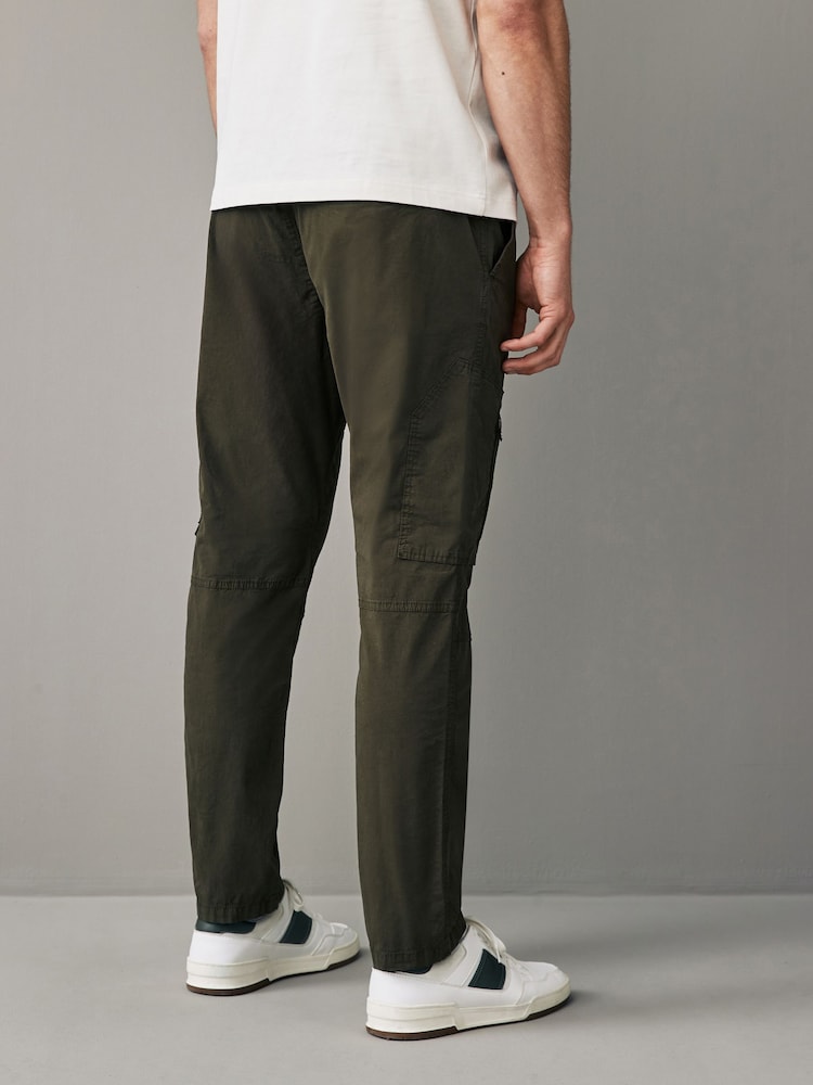 Khaki Green Stretch Utility Zip Detail Cargo Trousers - Image 5 of 13