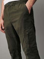 Khaki Green Stretch Utility Zip Detail Cargo Trousers - Image 6 of 13