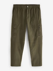 Khaki Green Stretch Utility Zip Detail Cargo Trousers - Image 9 of 13