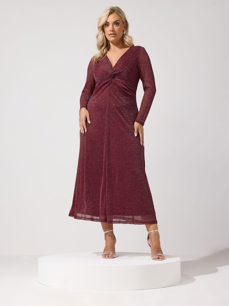 Κόκκινο - Yours Curve Metallic Knot Maxi Dress - Εικόνα 1 από 6 Κόκκινο - Yours Curve Metallic Knot Maxi Dress - Εικόνα 1 από 6