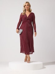 Κόκκινο - Yours Curve Metallic Knot Maxi Dress - Εικόνα 2 από 6
