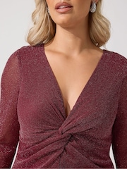 Κόκκινο - Yours Curve Metallic Knot Maxi Dress - Εικόνα 4 από 6