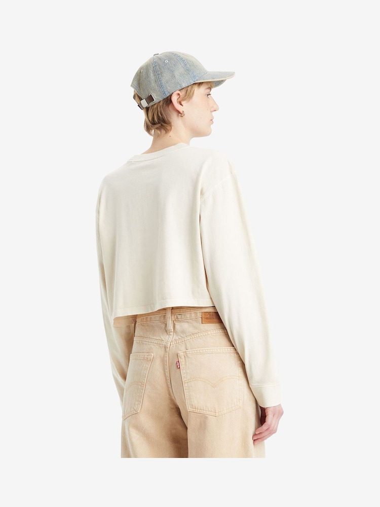 Levi's® White Swan Cropped Long-Sleeve Football 100% Cotton T-Shirt - Image 2 of 6 Levi's® White Swan Cropped Long-Sleeve Football 100% Cotton T-Shirt - Image 2 of 6