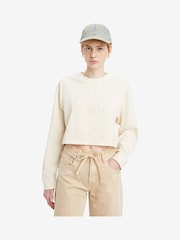 Levi's® White Swan Cropped Long-Sleeve Football 100% Cotton T-Shirt - Image 3 of 6