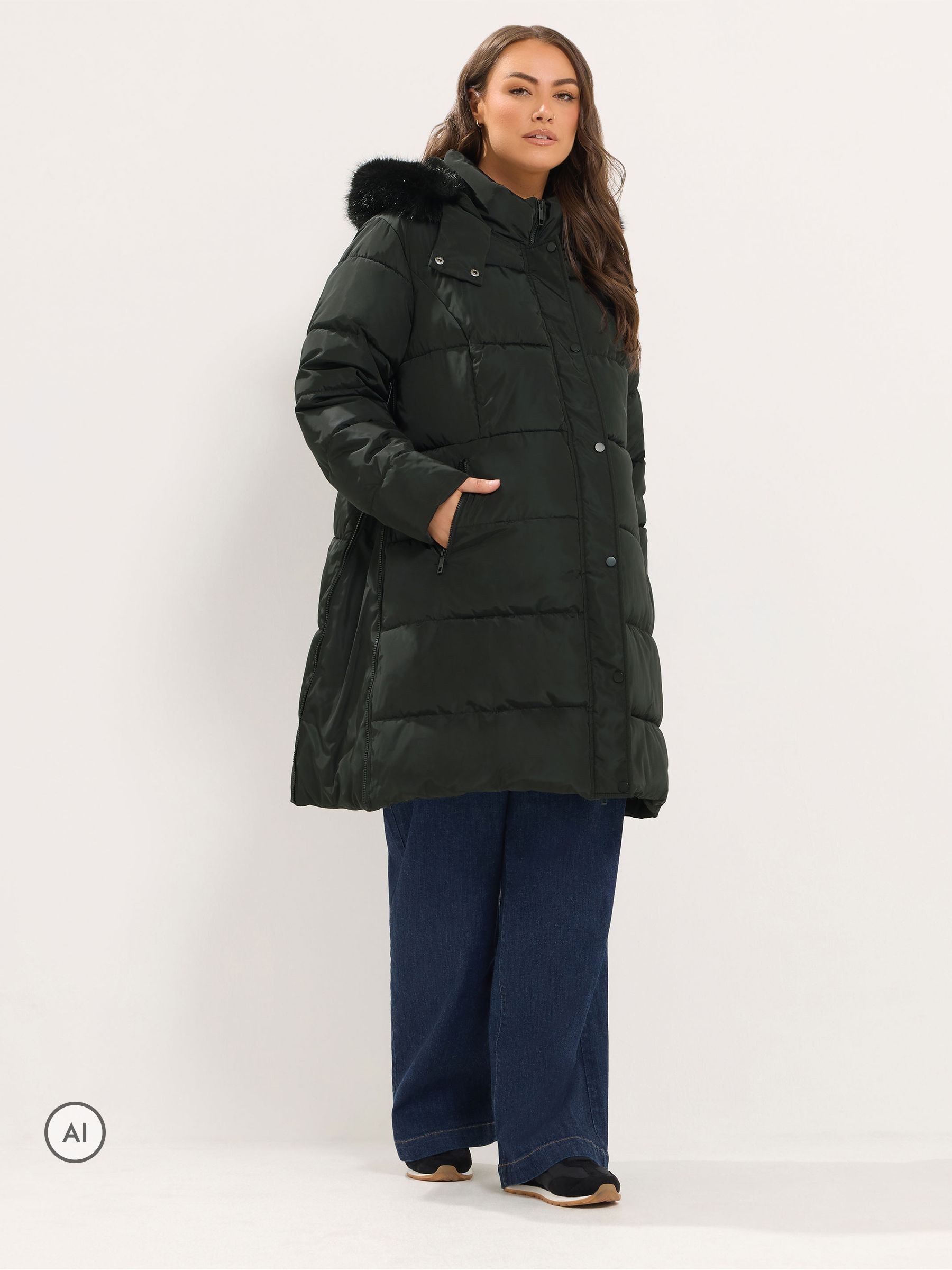 Buy Yours Curve Black Maternity Padded Midi Coat from Next USA