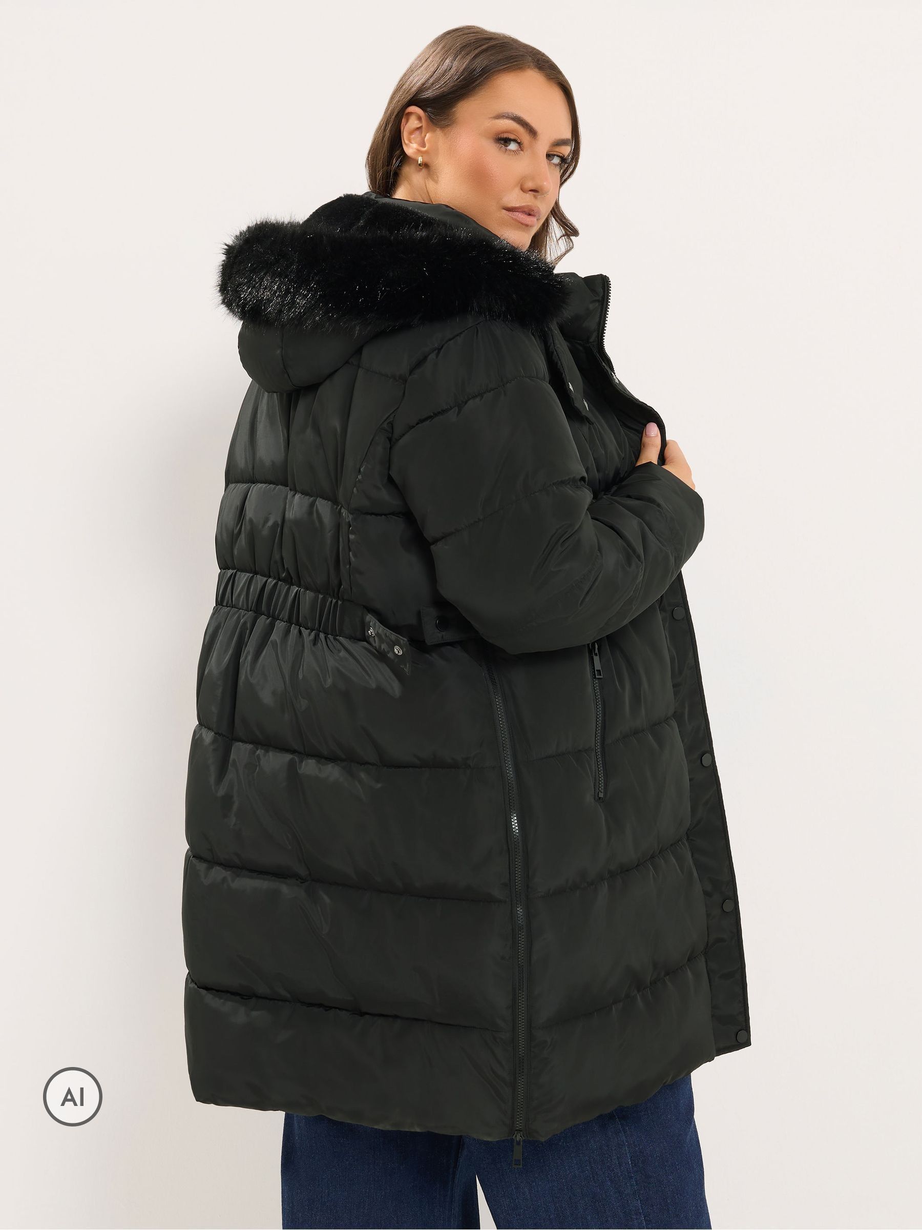 Buy Yours Curve Black Maternity Padded Midi Coat from Next USA
