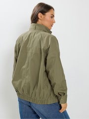 Yours Curve Green Funnel Neck Twill Shacket - Image 4 of 7