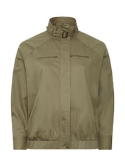 Yours Curve Green Funnel Neck Twill Shacket - Image 6 of 7