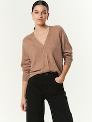 Camel Soft Touch Button Up Knitted Cardigan - Image 3 of 7
