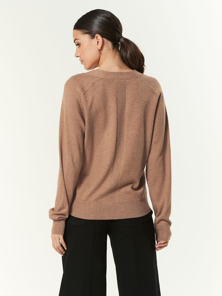 Camel Soft Touch Button Up Knitted Cardigan - Image 4 of 7