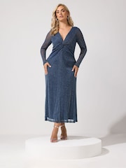 Μπλε - Yours Curve Metallic Knot Maxi Dress - Εικόνα 1 από 6