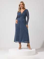 Μπλε - Yours Curve Metallic Knot Maxi Dress - Εικόνα 2 από 6