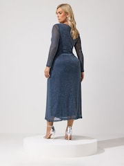 Μπλε - Yours Curve Metallic Knot Maxi Dress - Εικόνα 3 από 6