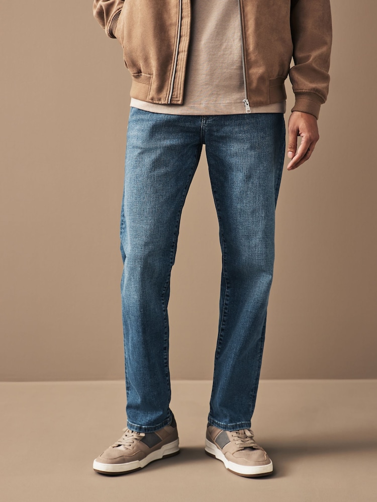Blue Light Straight Fit Signature Heavyweight Cotton Jeans - Image 1 of 11 Blue Light Straight Fit Signature Heavyweight Cotton Jeans - Image 1 of 11