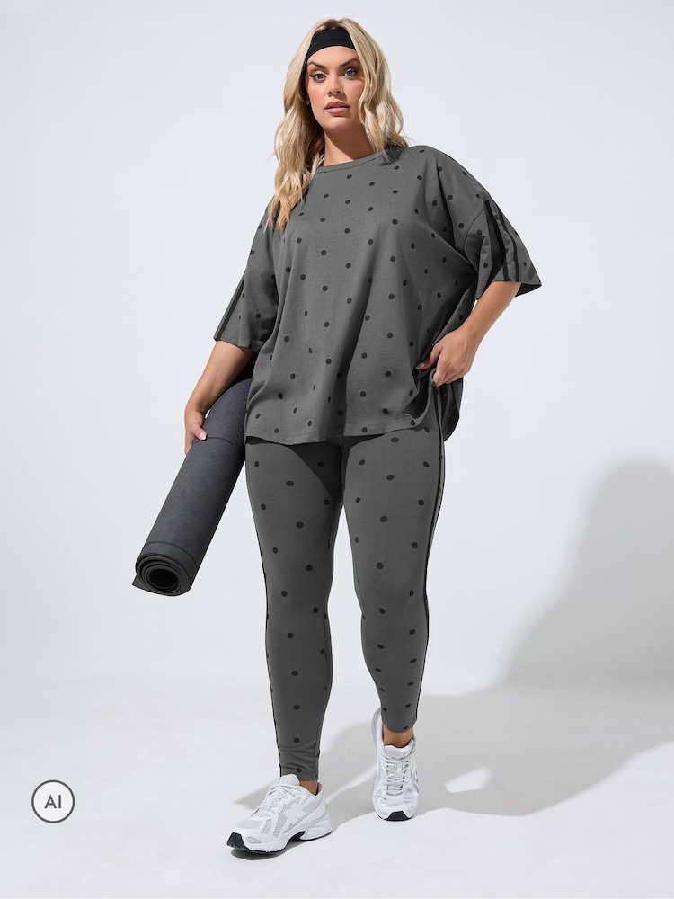 Buy Yours Curve Black Polka Dot Active Leggings from Next Israel