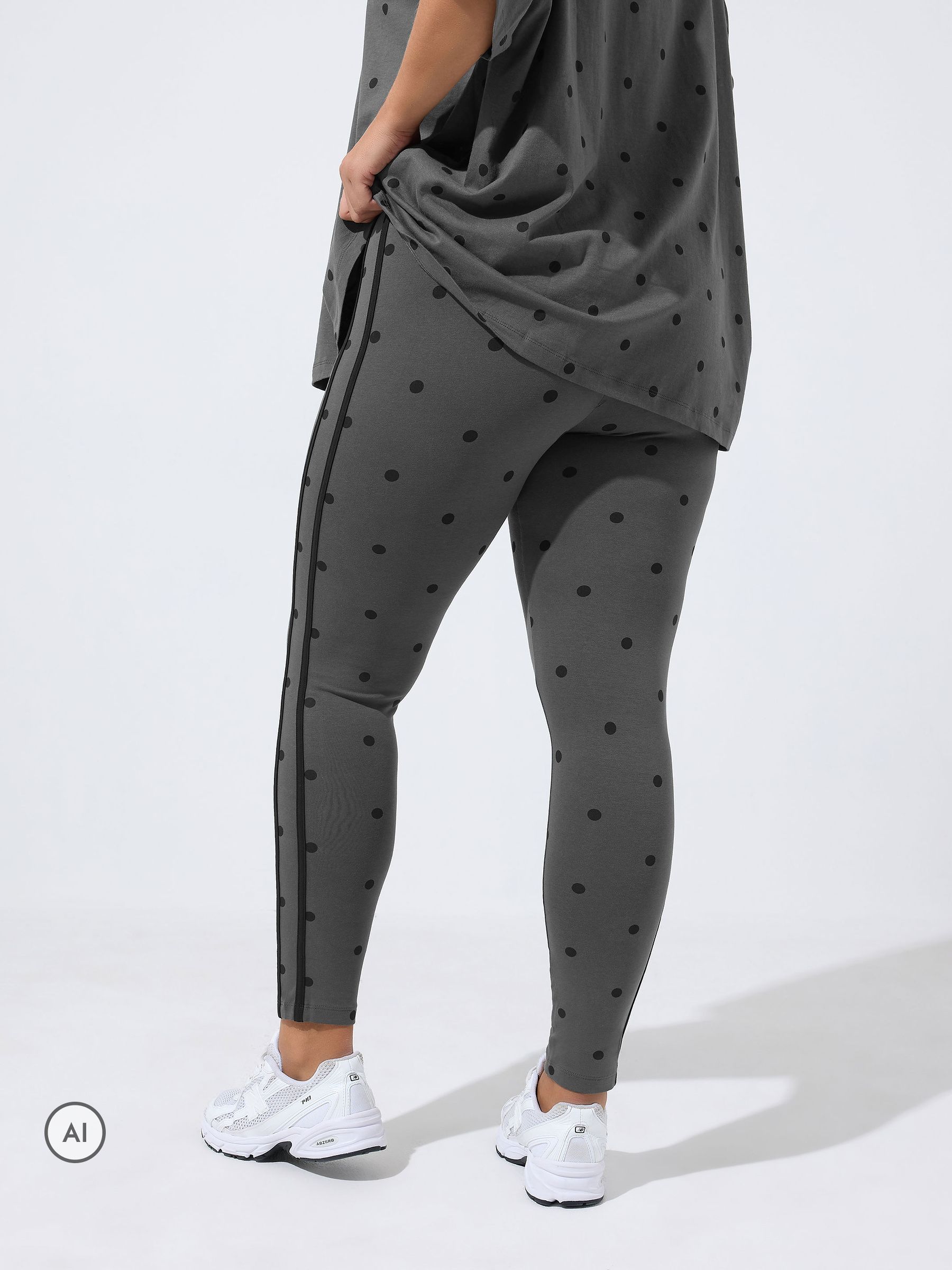 Buy Yours Curve Black Polka Dot Active Leggings from Next Israel