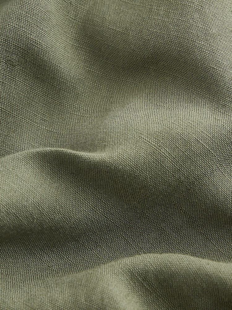 Khaki Green Linen Blend Cargo Trousers - Image 6 of 6