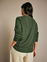 Khaki Green Soft Touch Button Up Knitted Cardigan - Image 4 of 8