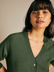Khaki Green Soft Touch Button Up Knitted Cardigan - Image 5 of 8