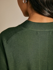 Khaki Green Soft Touch Button Up Knitted Cardigan - Image 6 of 8