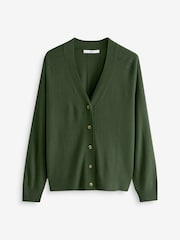 Khaki Green Soft Touch Button Up Knitted Cardigan - Image 7 of 8