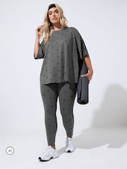 Yours Curve Grey Polka Dot Active T-Shirt - Image 4 of 6