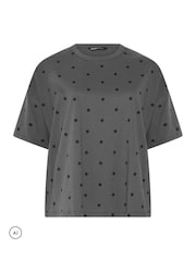 Yours Curve Grey Polka Dot Active T-Shirt - Image 5 of 6