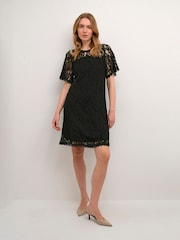 Cream Kit Knee Length Lace Black Dress - Image 3 of 6