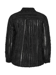 Yours Curve Black London Jacquard Textured Stripe Shirt - Image 6 of 6