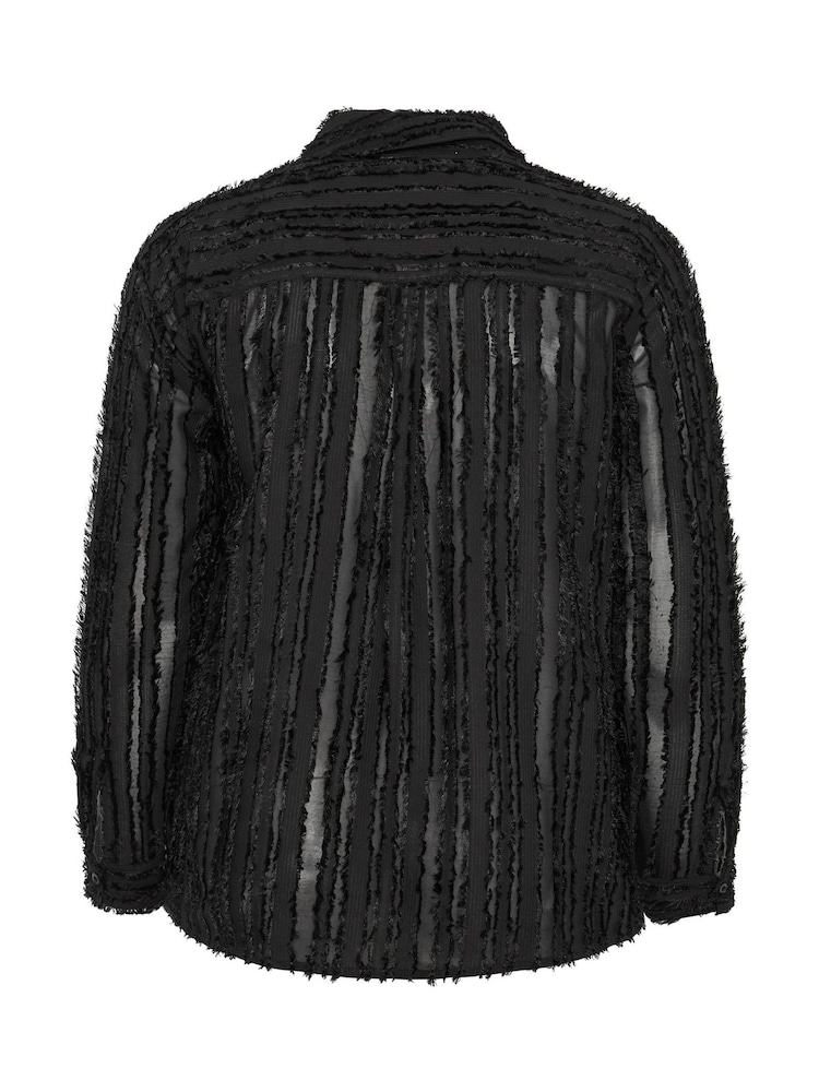 Yours Curve Black London Jacquard Textured Stripe Shirt - Image 6 of 6 Yours Curve Black London Jacquard Textured Stripe Shirt - Image 6 of 6