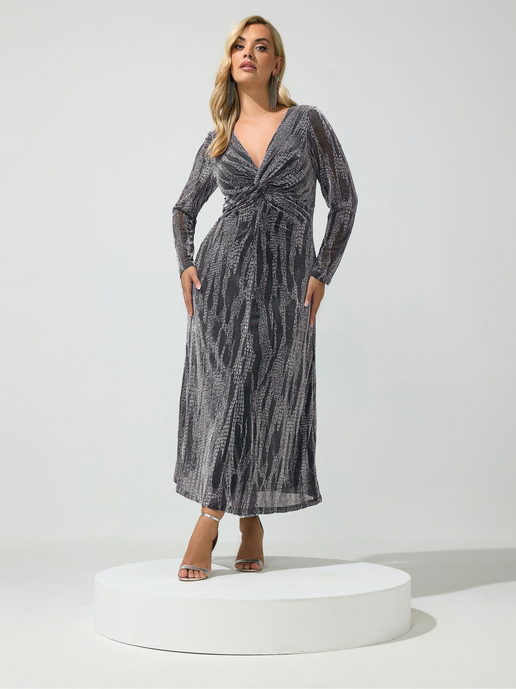 Yours Women's Black Metallic Knot Dress In | : 30/32 - Image 1