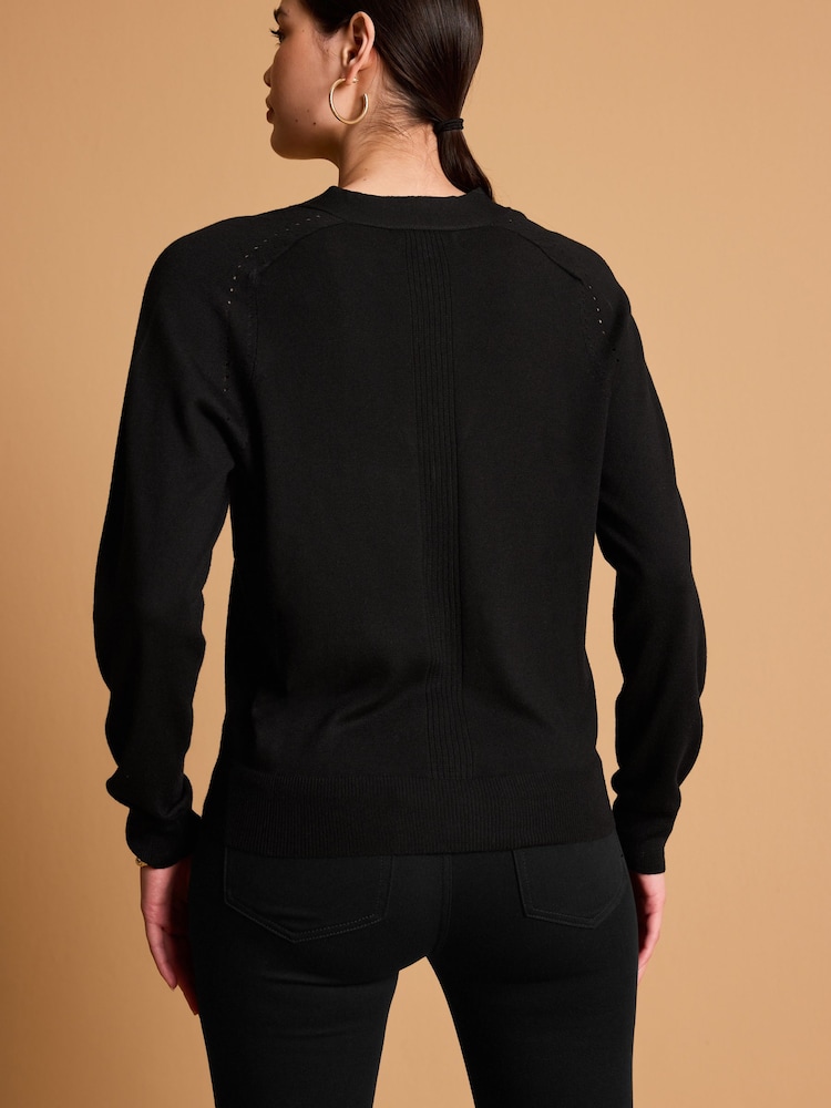 Black Soft Touch Button Up Knitted Cardigan - Image 3 of 6