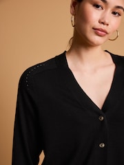 Black Soft Touch Button Up Knitted Cardigan - Image 4 of 6