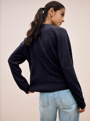 Navy Blue Soft Touch Button Up Knitted Cardigan - Image 3 of 6