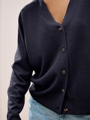 Navy Blue Soft Touch Button Up Knitted Cardigan - Image 4 of 6