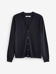 Navy Blue Soft Touch Button Up Knitted Cardigan - Image 5 of 6