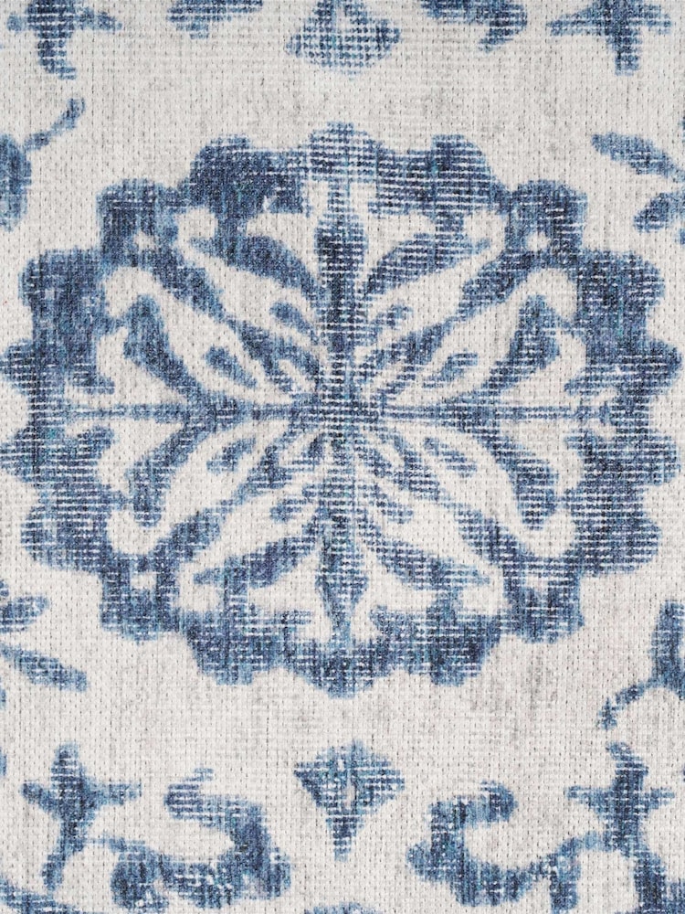 kukoon Blue Washable Bala Flatwoven Vintage Damask Area Runner - Image 2 of 6