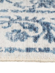 kukoon Blue Washable Bala Flatwoven Vintage Damask Area Runner - Image 5 of 6