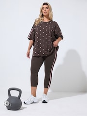 Yours Curve Brown Polka Dot Active T-Shirt - Image 2 of 7