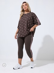 Yours Curve Brown Polka Dot Active T-Shirt - Image 3 of 7
