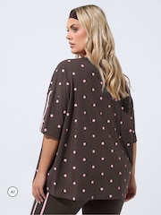 Yours Curve Brown Polka Dot Active T-Shirt - Image 5 of 7