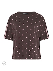 Yours Curve Brown Polka Dot Active T-Shirt - Image 6 of 7